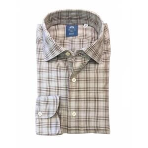 NEW FINAMORE men's plaid shirt in brown mix
